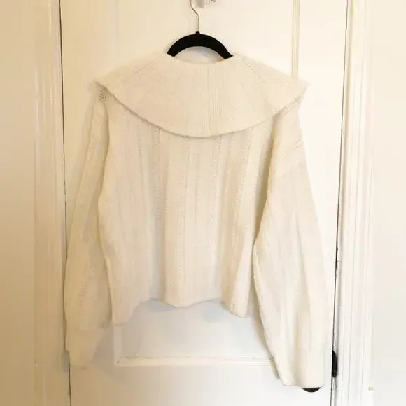 NWT Topshop Knitted Stitch Collar Jumper in Ivory - Picture 13 of 13